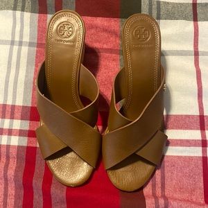 Tory Burch Criss Cross wedge sandals.. worn 3x!!!